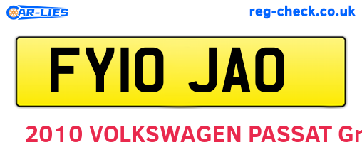 FY10JAO are the vehicle registration plates.