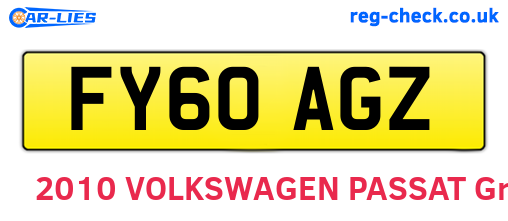 FY60AGZ are the vehicle registration plates.