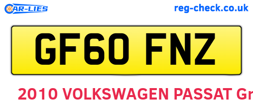 GF60FNZ are the vehicle registration plates.