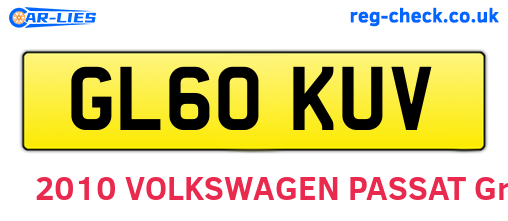 GL60KUV are the vehicle registration plates.