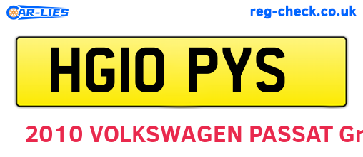 HG10PYS are the vehicle registration plates.