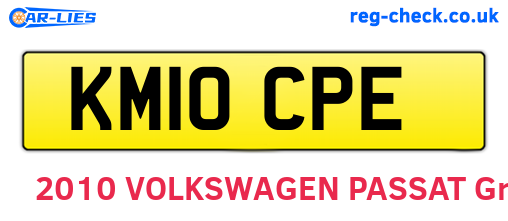 KM10CPE are the vehicle registration plates.
