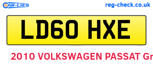 LD60HXE are the vehicle registration plates.