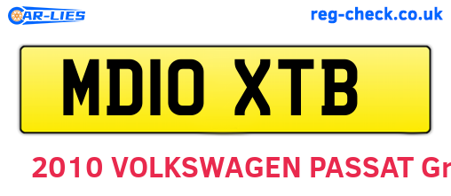 MD10XTB are the vehicle registration plates.