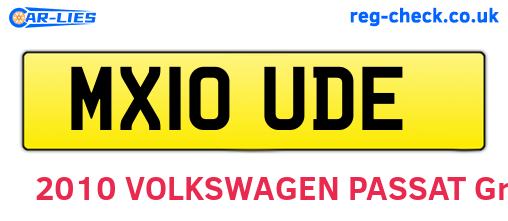 MX10UDE are the vehicle registration plates.