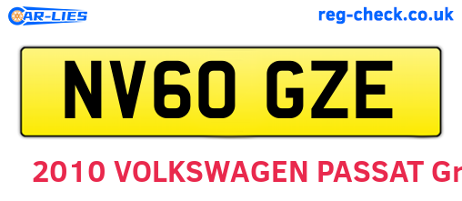 NV60GZE are the vehicle registration plates.