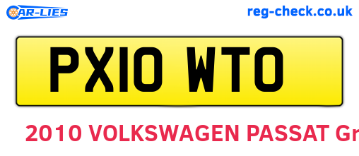 PX10WTO are the vehicle registration plates.
