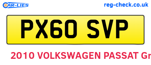 PX60SVP are the vehicle registration plates.