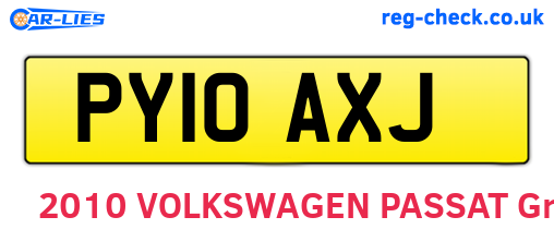 PY10AXJ are the vehicle registration plates.