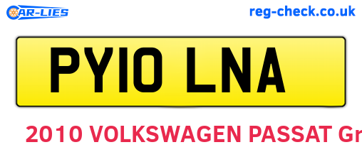 PY10LNA are the vehicle registration plates.