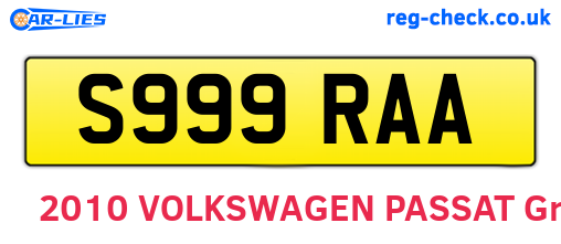 S999RAA are the vehicle registration plates.