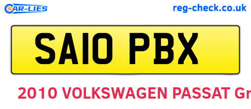 SA10PBX are the vehicle registration plates.