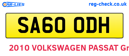 SA60ODH are the vehicle registration plates.
