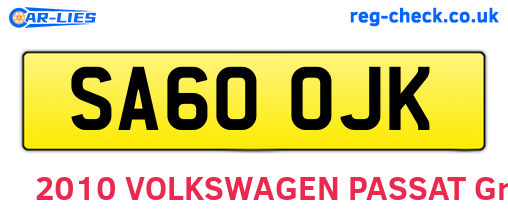 SA60OJK are the vehicle registration plates.