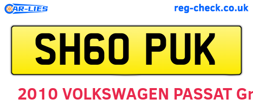 SH60PUK are the vehicle registration plates.