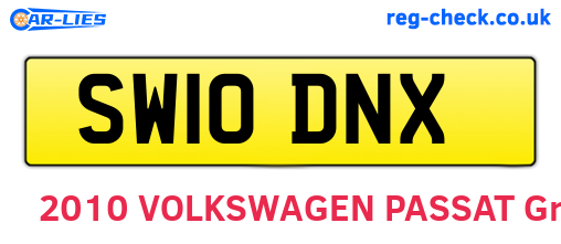SW10DNX are the vehicle registration plates.
