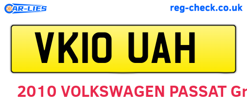VK10UAH are the vehicle registration plates.