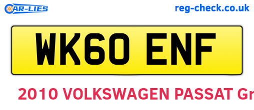 WK60ENF are the vehicle registration plates.