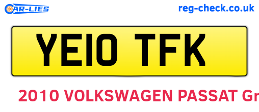 YE10TFK are the vehicle registration plates.