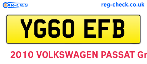 YG60EFB are the vehicle registration plates.