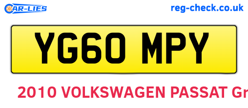YG60MPY are the vehicle registration plates.