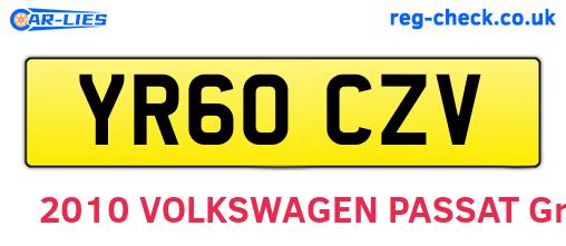 YR60CZV are the vehicle registration plates.