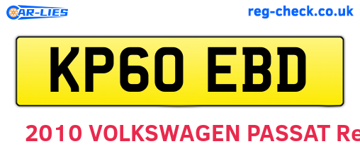 KP60EBD are the vehicle registration plates.