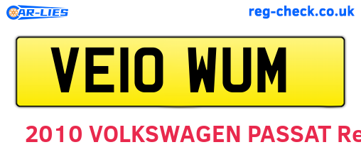 VE10WUM are the vehicle registration plates.