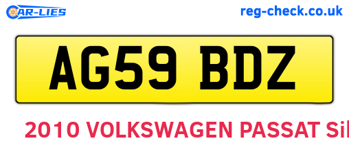 AG59BDZ are the vehicle registration plates.