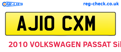AJ10CXM are the vehicle registration plates.