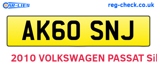 AK60SNJ are the vehicle registration plates.