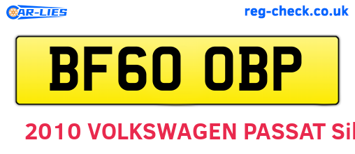 BF60OBP are the vehicle registration plates.