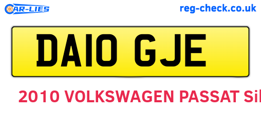 DA10GJE are the vehicle registration plates.
