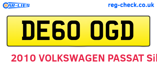 DE60OGD are the vehicle registration plates.