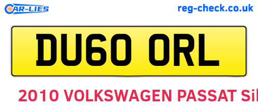 DU60ORL are the vehicle registration plates.
