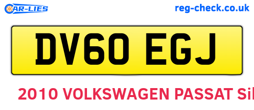 DV60EGJ are the vehicle registration plates.