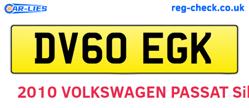 DV60EGK are the vehicle registration plates.