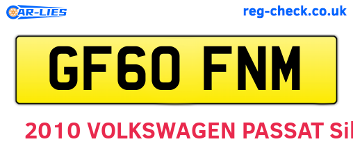 GF60FNM are the vehicle registration plates.