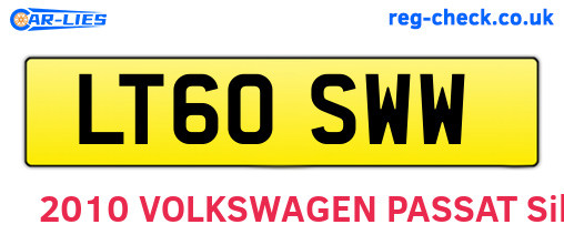 LT60SWW are the vehicle registration plates.