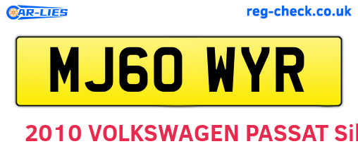 MJ60WYR are the vehicle registration plates.