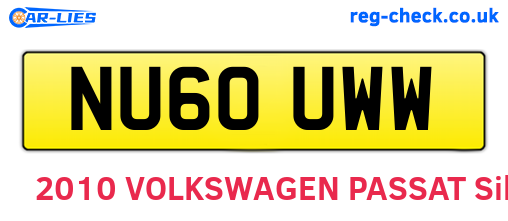 NU60UWW are the vehicle registration plates.