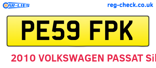 PE59FPK are the vehicle registration plates.