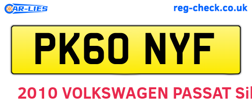 PK60NYF are the vehicle registration plates.