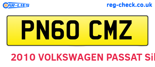 PN60CMZ are the vehicle registration plates.