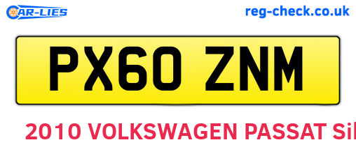 PX60ZNM are the vehicle registration plates.