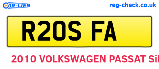R20SFA are the vehicle registration plates.