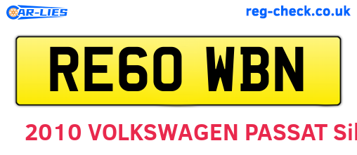 RE60WBN are the vehicle registration plates.
