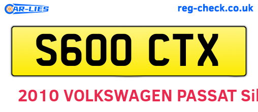 S600CTX are the vehicle registration plates.