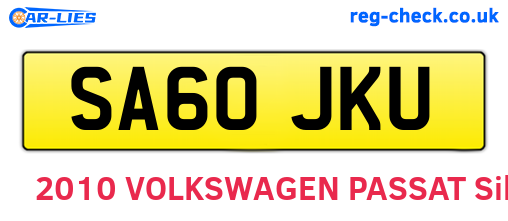SA60JKU are the vehicle registration plates.