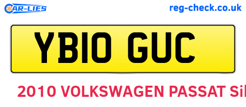 YB10GUC are the vehicle registration plates.